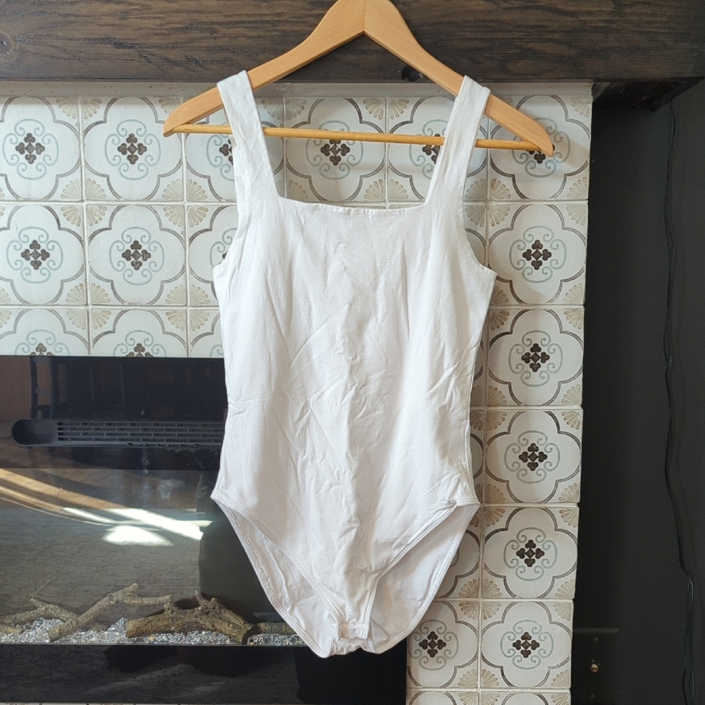 Square Neck White Bodysuit- New without tags